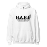 HABU Core Hoodie Beginning white hoodie with black HABU mark front view