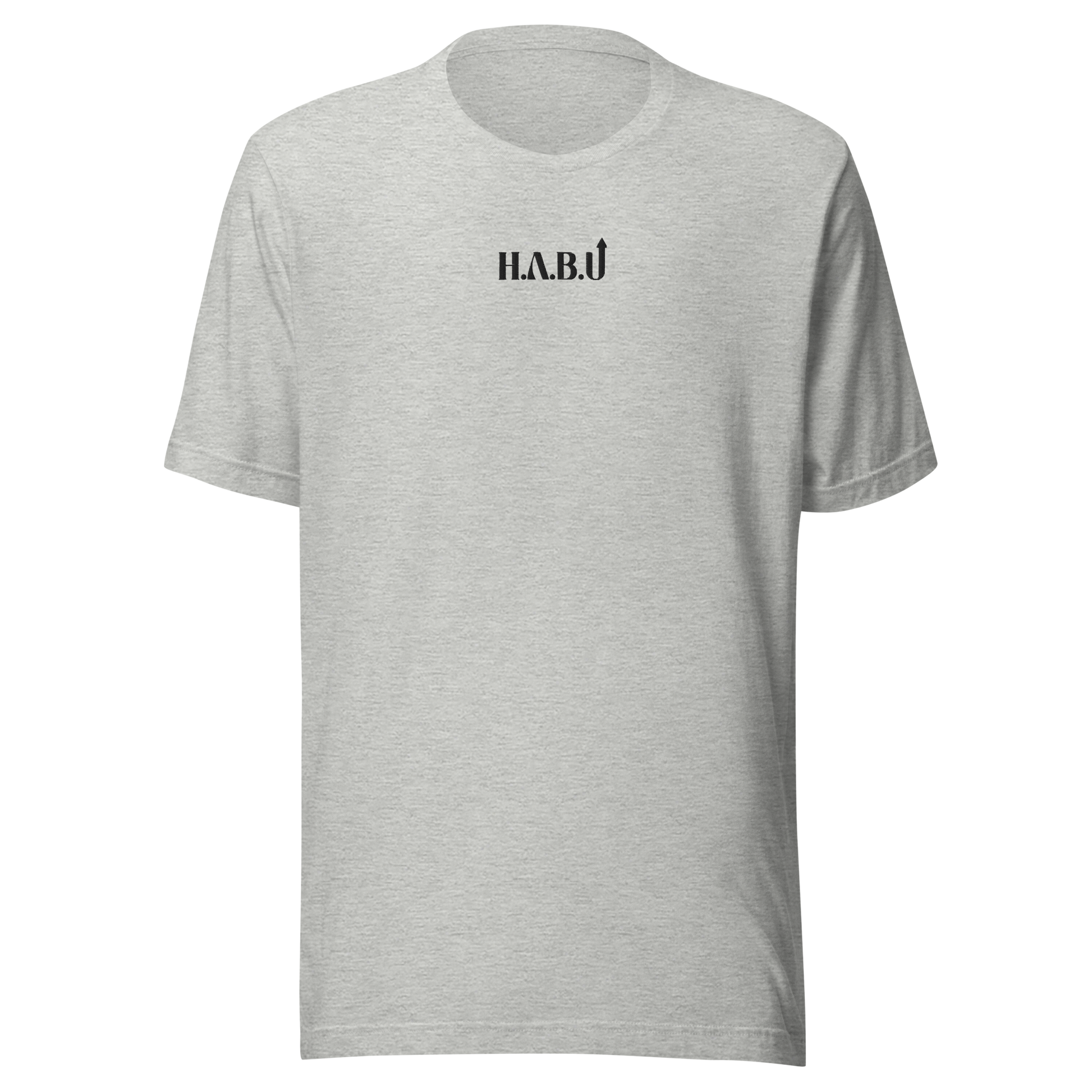 HABU Core Tee Blend dark heather tee with white HABU mark front view