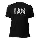 HABU I AM Inverse Tee black statement tee with white I AM front design