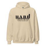HABU Spectrum Hoodie Dune sand hoodie with black HABU mark front view